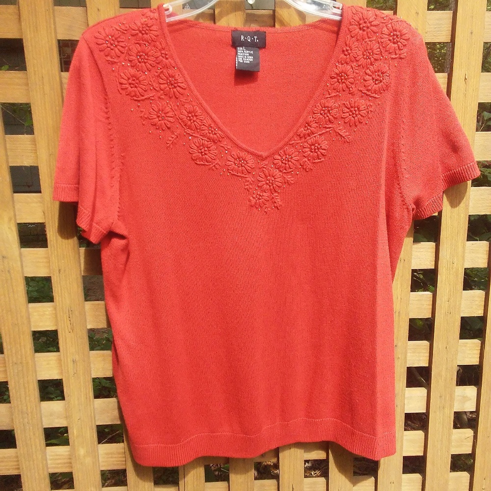 R.Q.T. Short Sleeve V-Neck Sweater